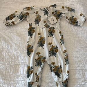 Kate Quinn Long Sleeve Puff Smocked Jumpsuit in Calendula